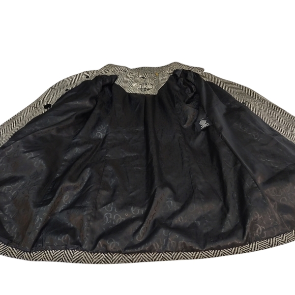 Vintage Guess Women's Pea Coat Black White Chevron Double Breasted Coat Size M - Picture 8 of 11